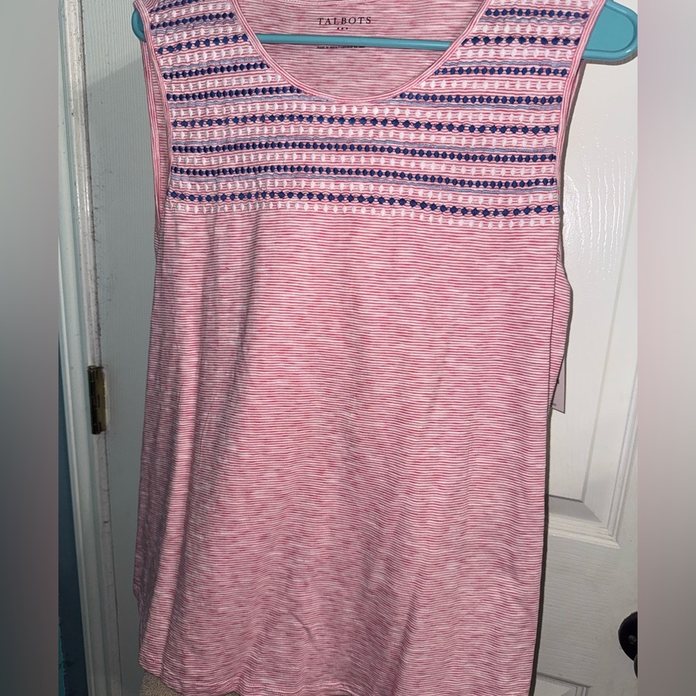 Talbots Pink and Blue Striped Tank Top